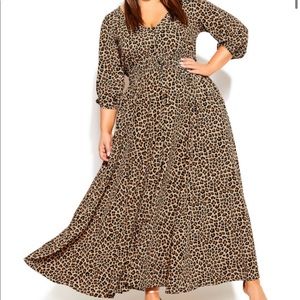 City Chic Maxi Cheetah Print Dress